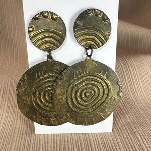 Artisan Brass Circle Earrings